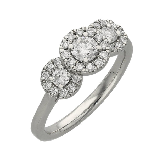 Ladies Platinum 0.95ct Diamond Halo Row Ring - Size M