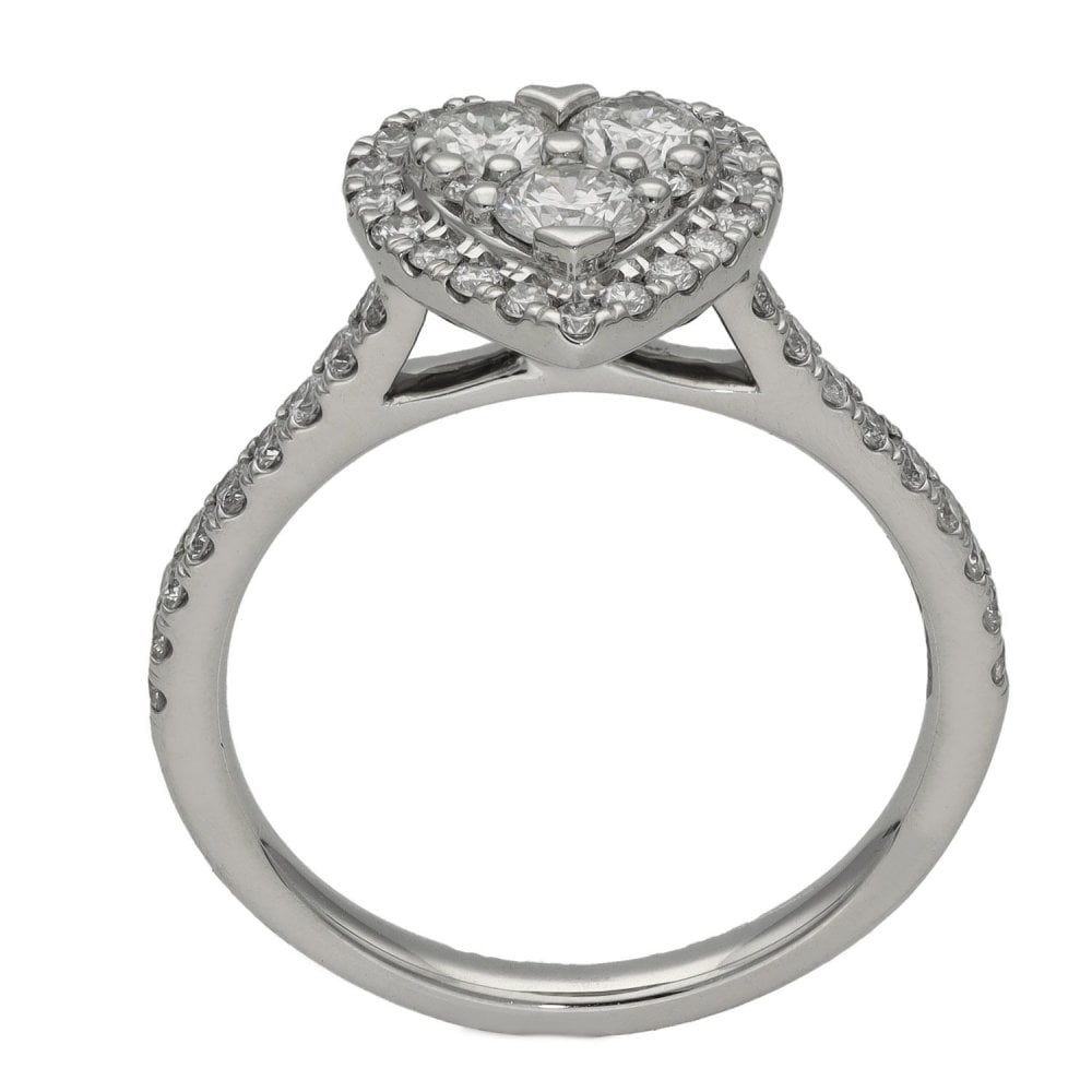 Ladies Platinum Heart Shape Diamond Halo Ring - 0.90ct