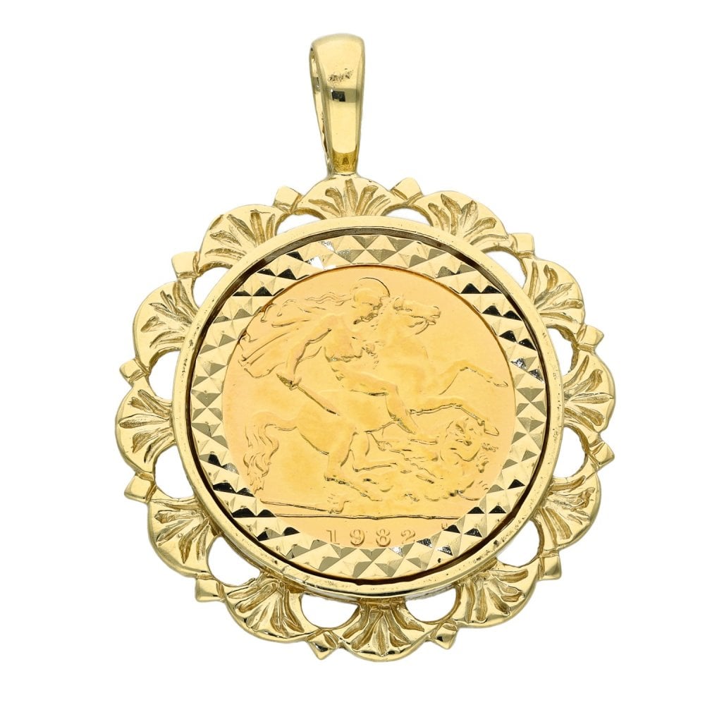 1982 Yellow Gold Half Sovereign Coin Pendant - 7.7g