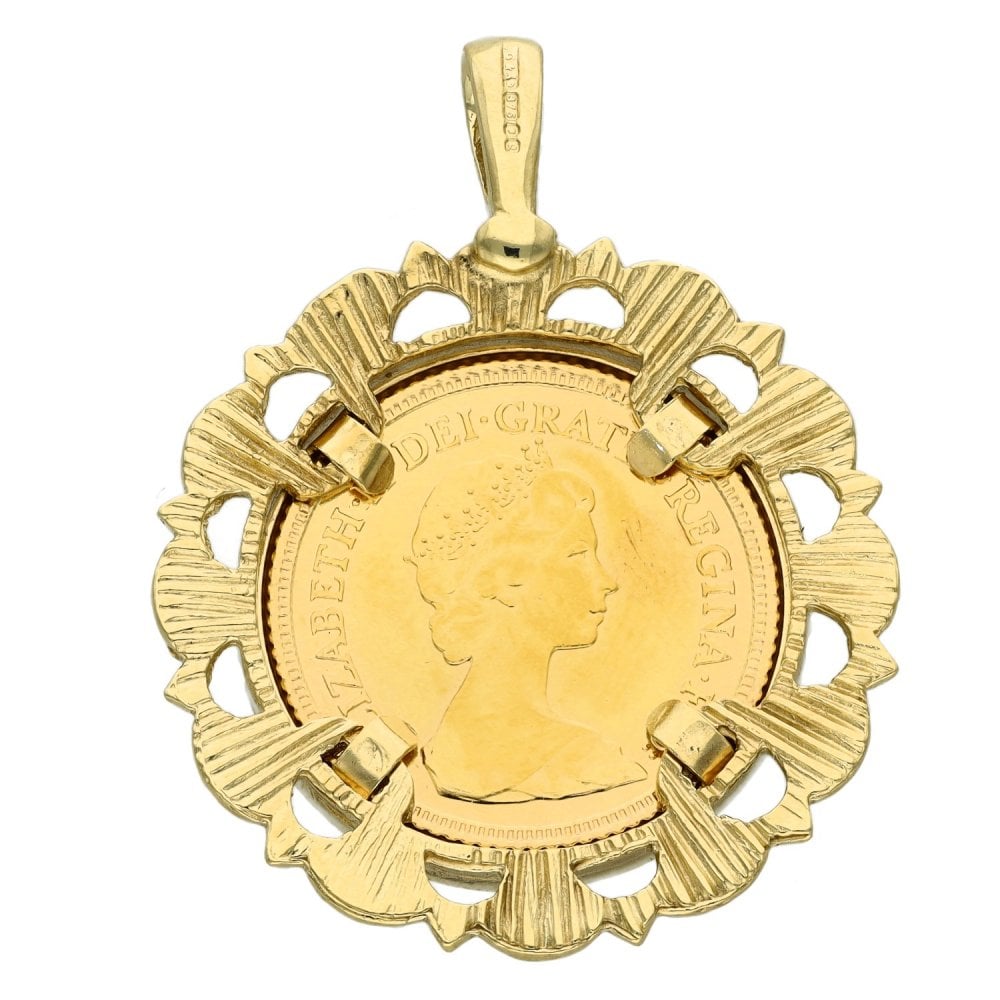 1982 Yellow Gold Half Sovereign Coin Pendant - 7.7g