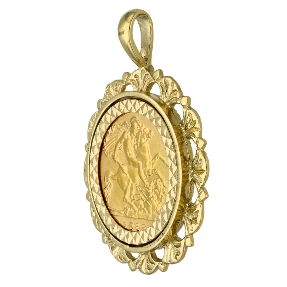 1982 Yellow Gold Half Sovereign Coin Pendant - 7.7g