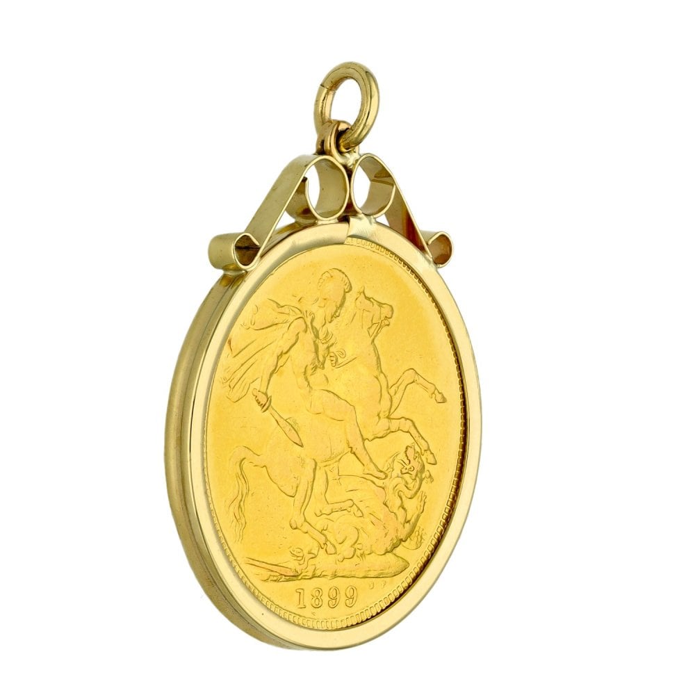 1899 Yellow Gold Full Sovereign Coin Pendant - 8.9g