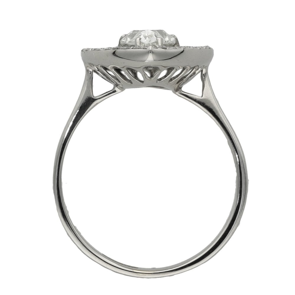 Ladies 18ct White Gold Pear Cut Diamond Halo Ring - 2.21ct