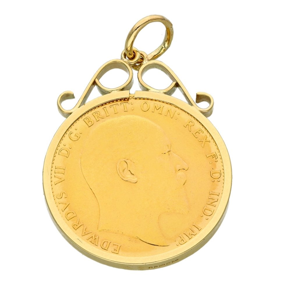 1908 Yellow Gold Full Sovereign Coin Pendant - 9.1g