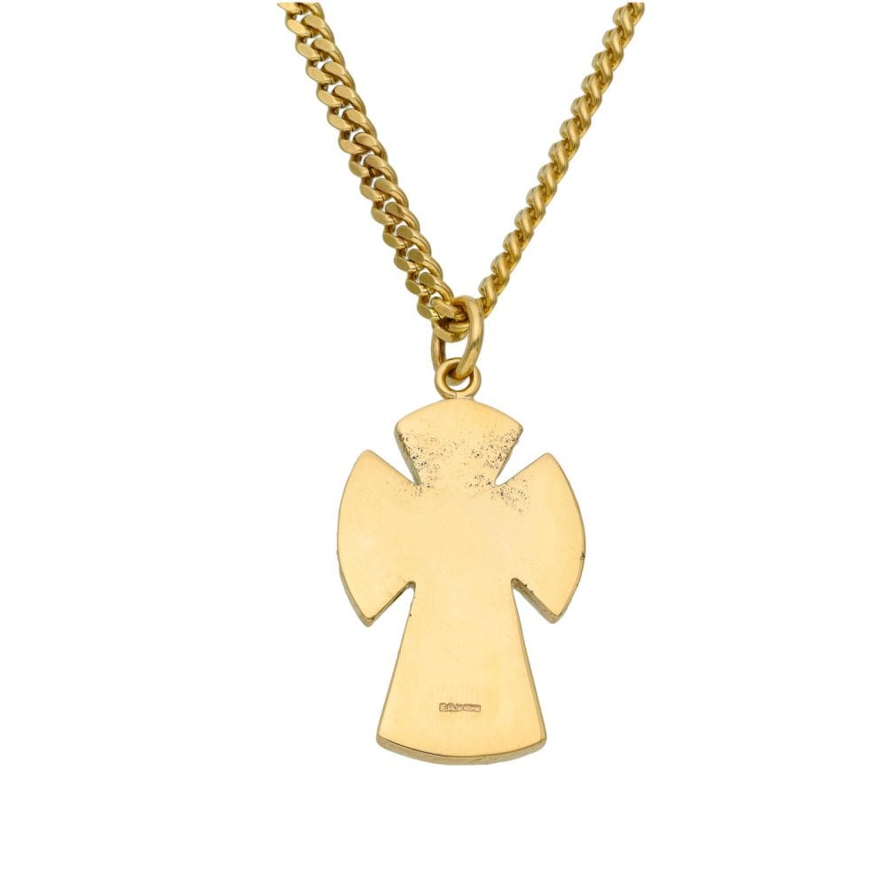 9ct Yellow Gold Fancy Cross & 26" Curb Chain - 54.5g