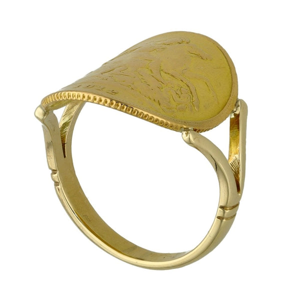 1912 Gold Half Sovereign Bent Over Ring - 5.4g