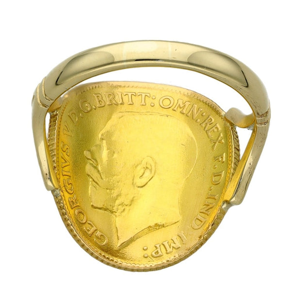 1912 Gold Half Sovereign Bent Over Ring - 5.4g
