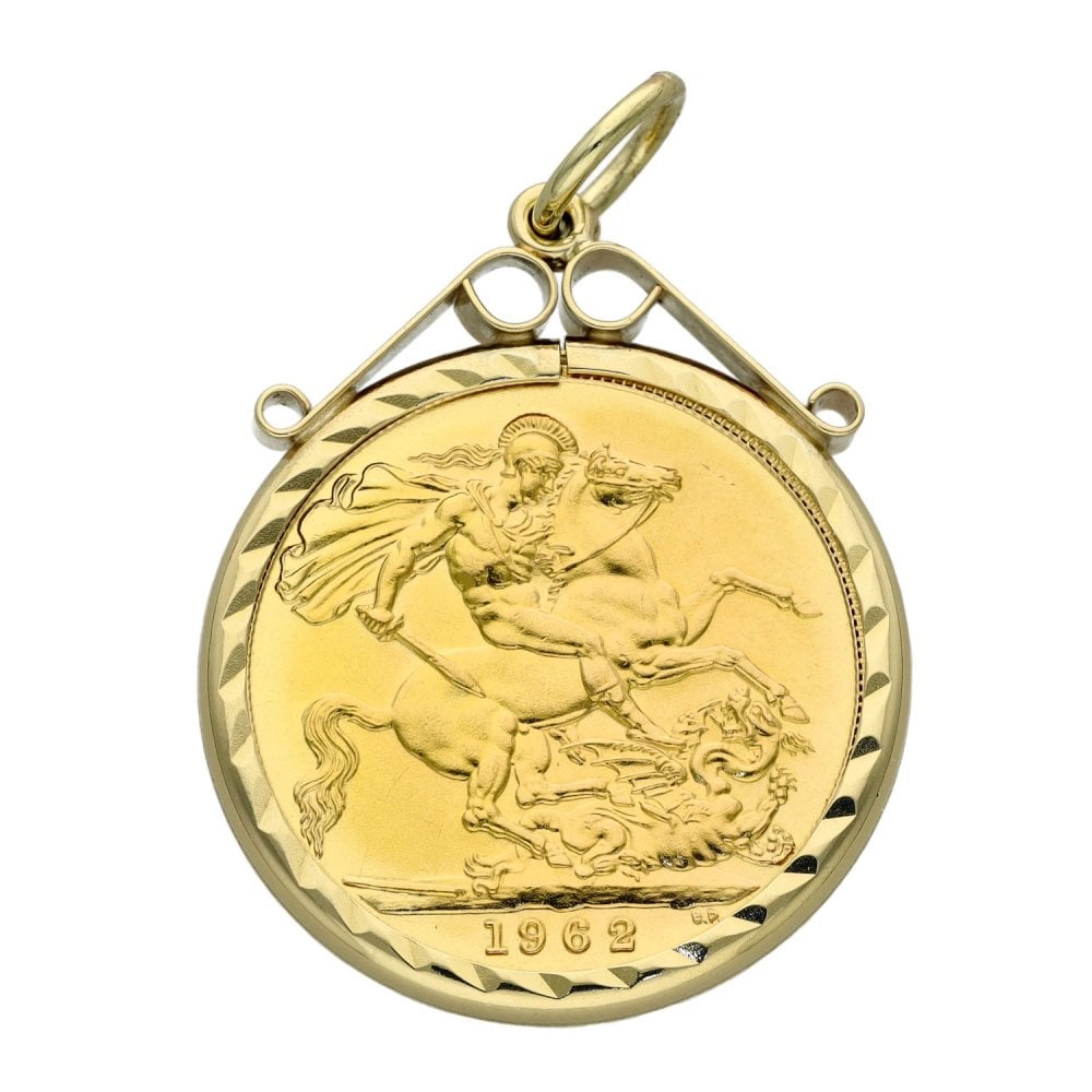 1962 Gold Full Sovereign Coin Pendant - 9.5g