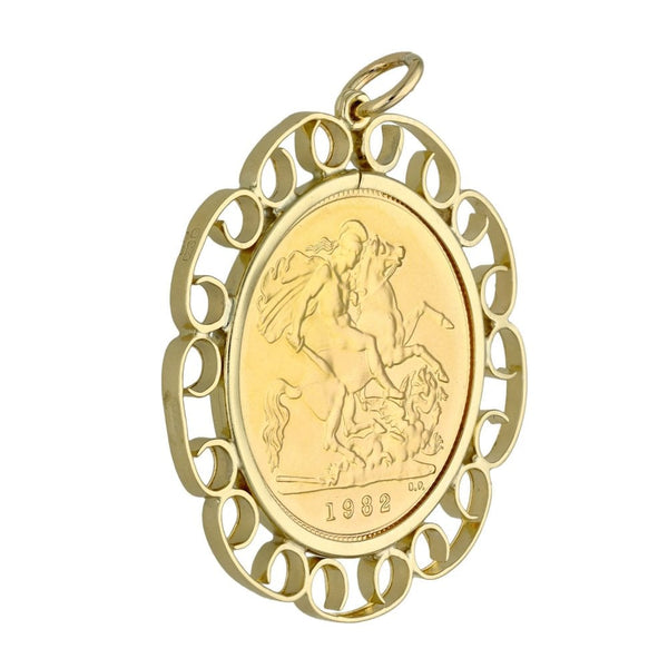 1982 Gold Half Sovereign Pendant - 5.3g