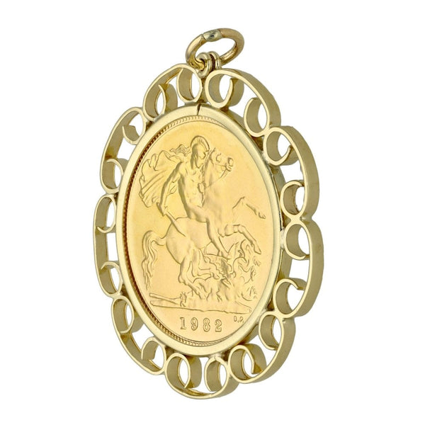 1982 Gold Half Sovereign Pendant - 5.3g