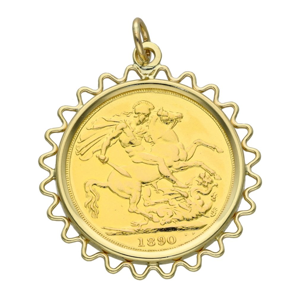 1890 Gold Full Sovereign Coin Pendant - 9.4g