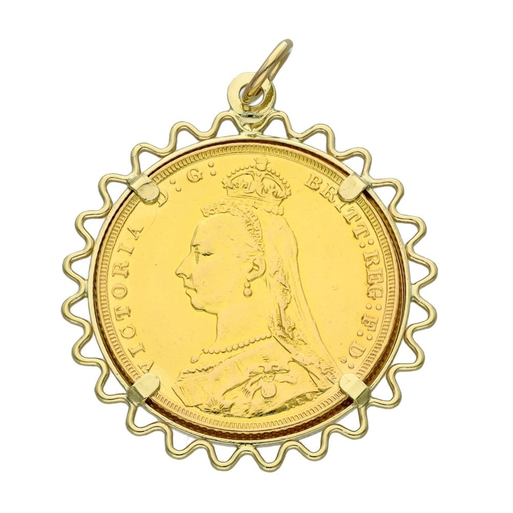 1890 Gold Full Sovereign Coin Pendant - 9.4g