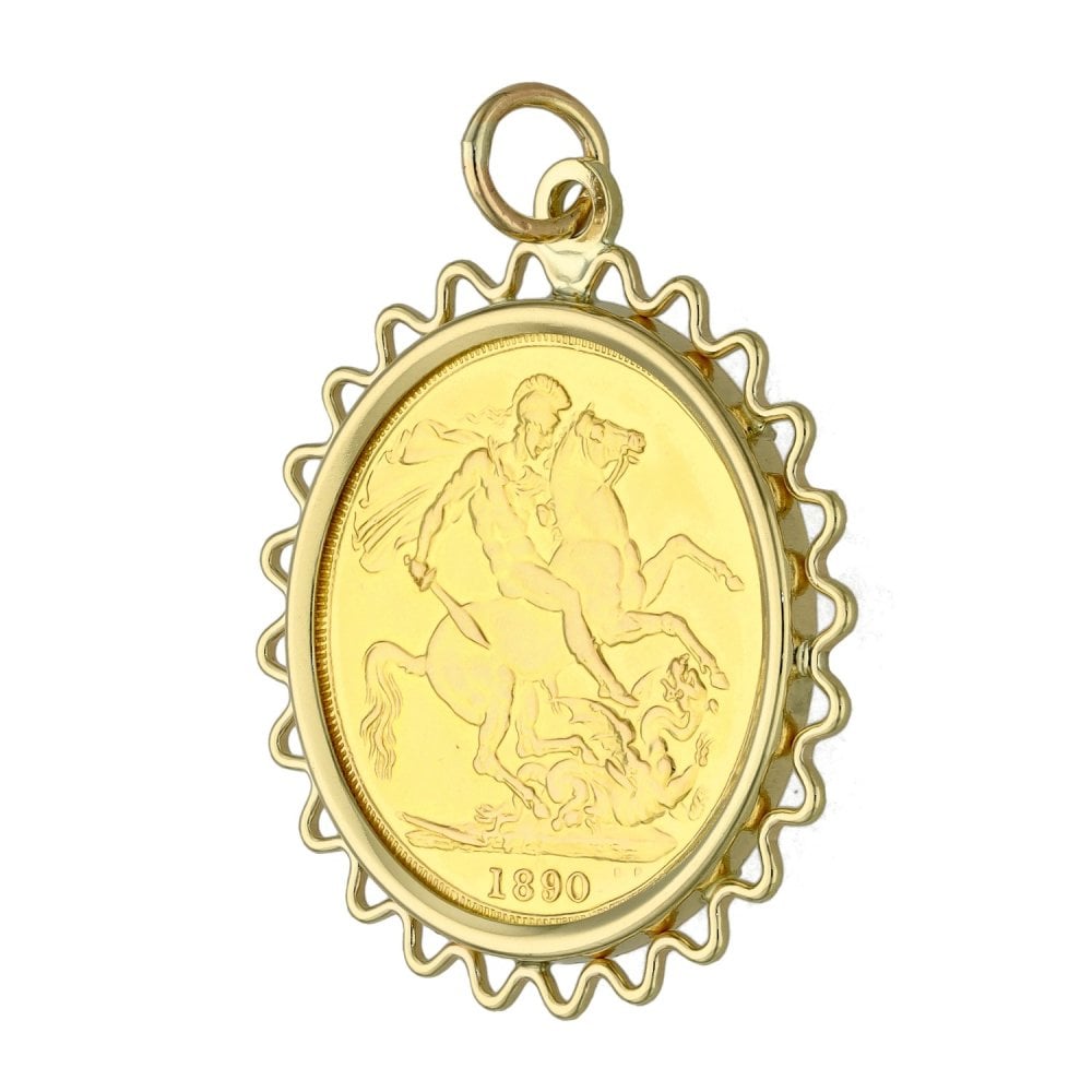 1890 Gold Full Sovereign Coin Pendant - 9.4g