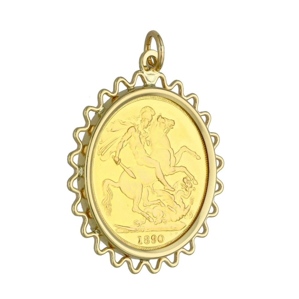 1890 Gold Full Sovereign Coin Pendant - 9.4g