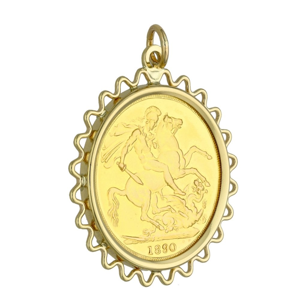 1890 Gold Full Sovereign Coin Pendant - 9.4g