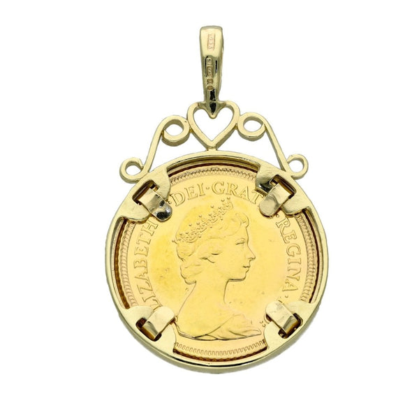 1982 Gold Half Sovereign Coin Pendant - 6.2g