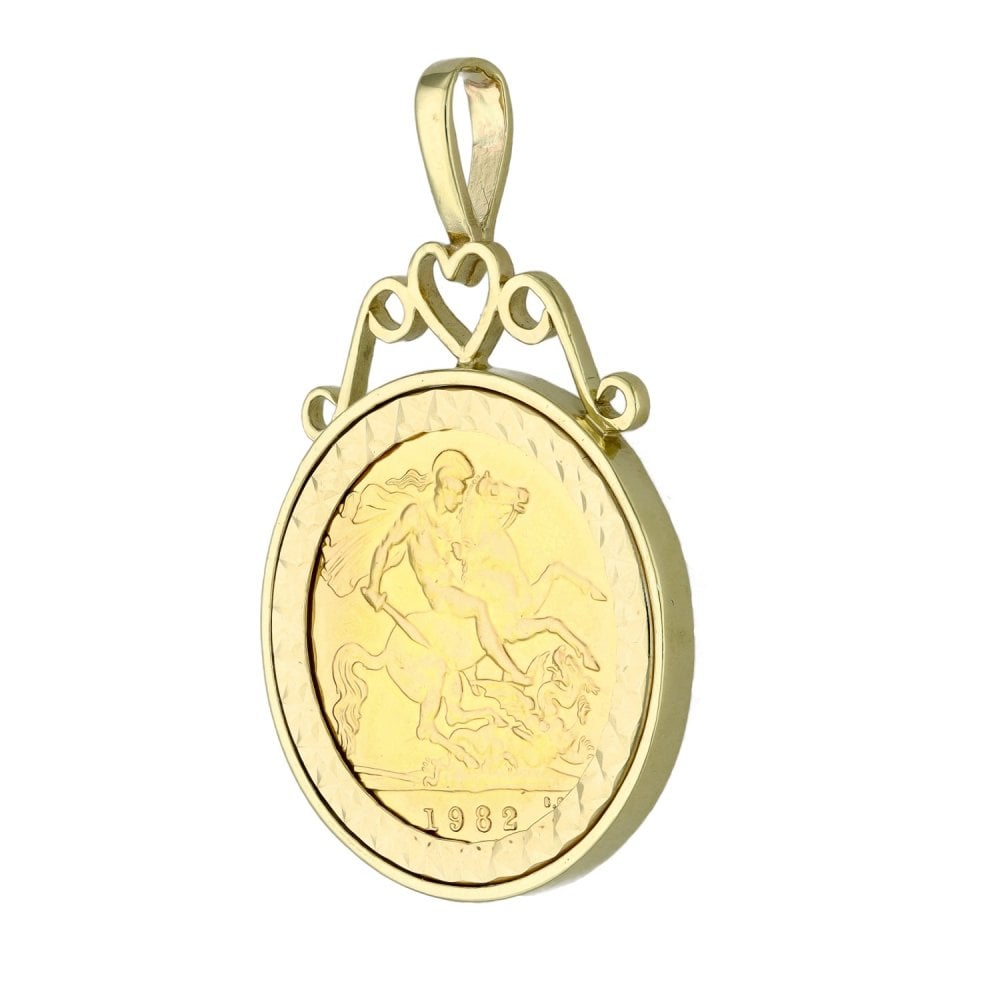 1982 Gold Half Sovereign Coin Pendant - 6.2g