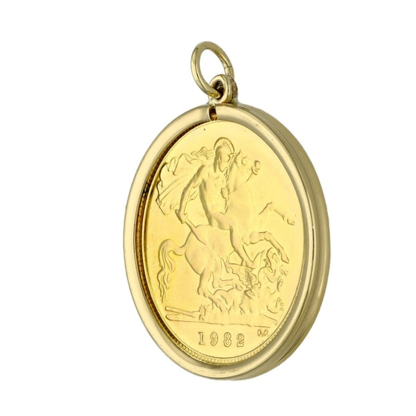 Gold 1982 Half Sovereign Pendant - 4.7g