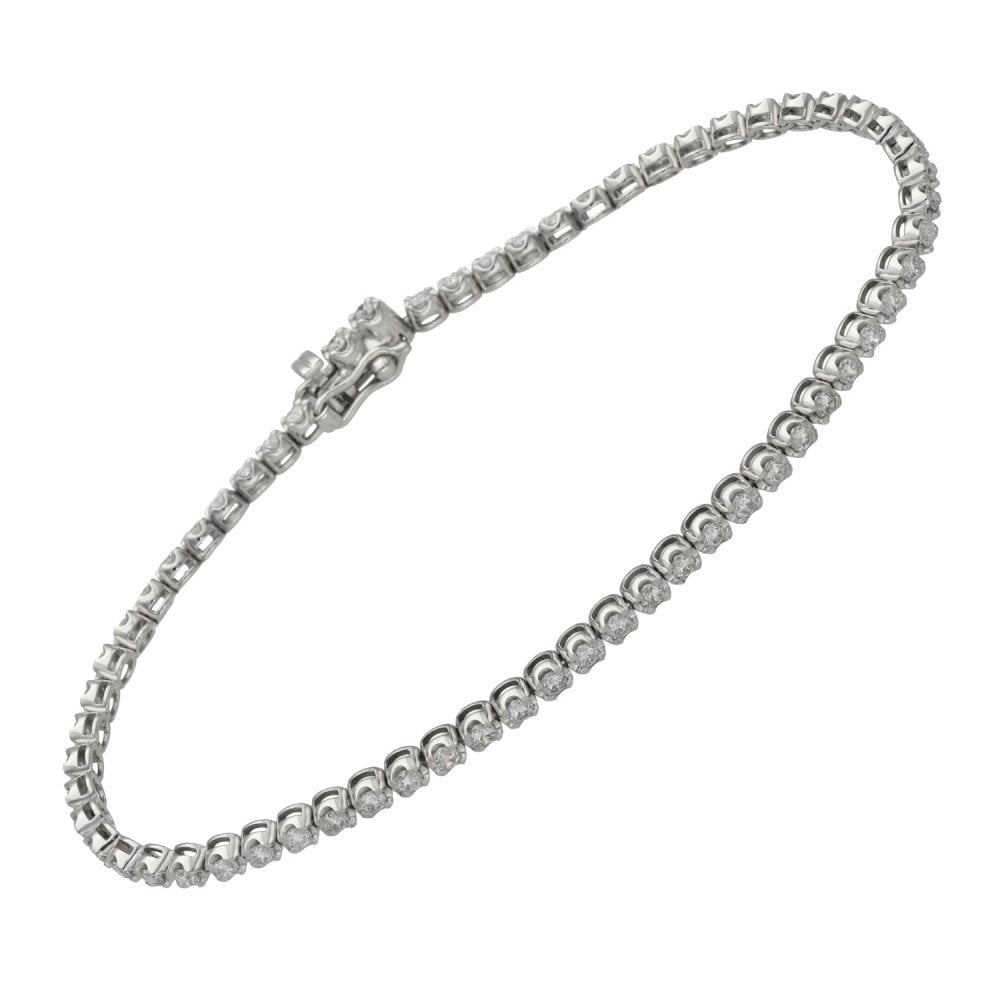 Ladies Platinum 1.40ct Diamond Set Tennis Bracelet - 7"