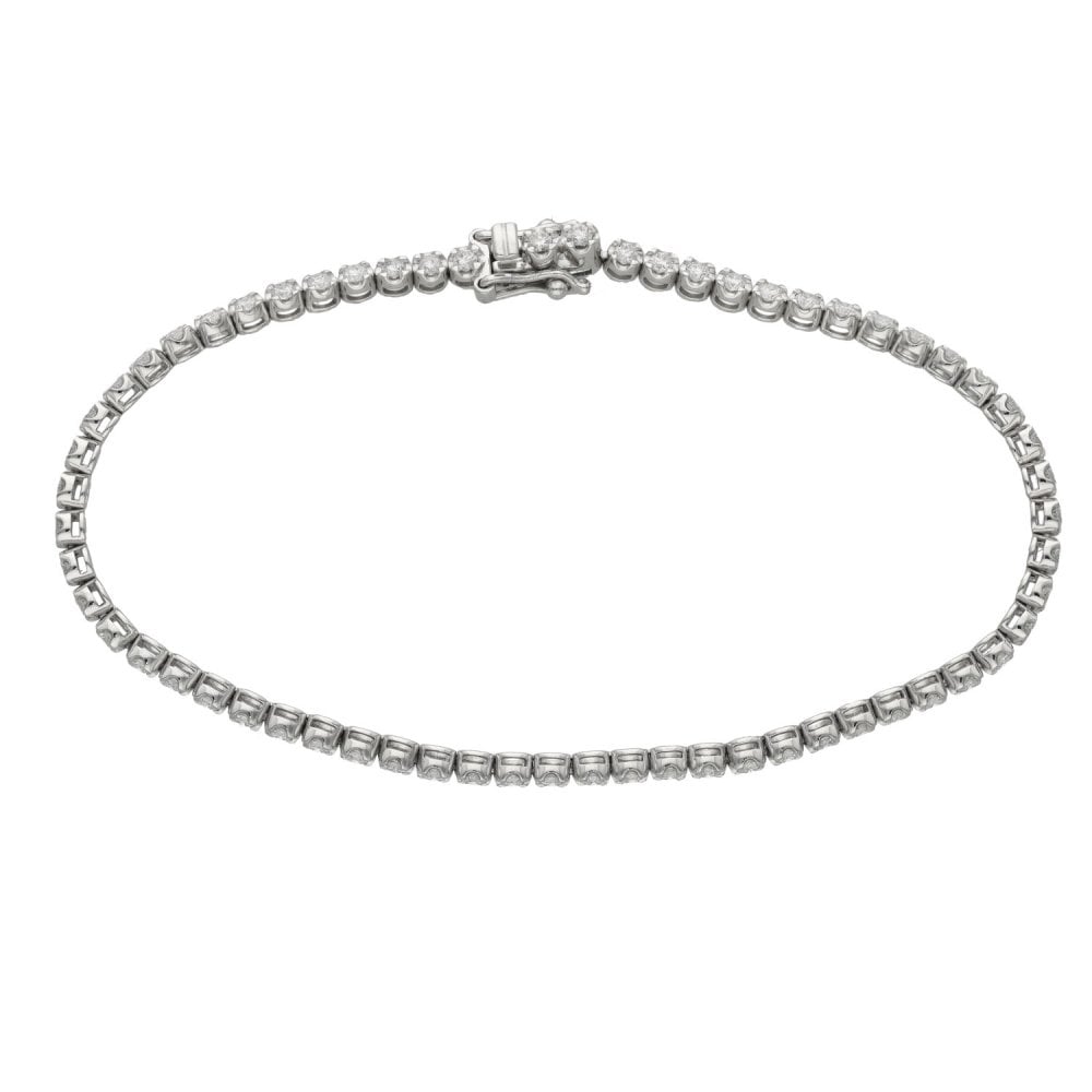 Ladies Platinum 1.40ct Diamond Set Tennis Bracelet - 7"