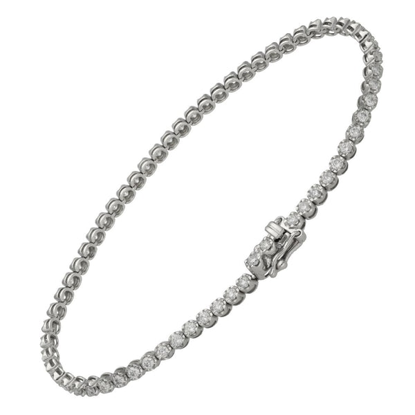 Ladies Platinum 1.40ct Diamond Set Tennis Bracelet - 7"