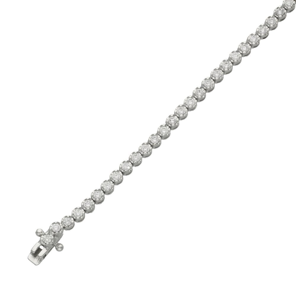 Ladies Platinum 1.40ct Diamond Set Tennis Bracelet - 7"
