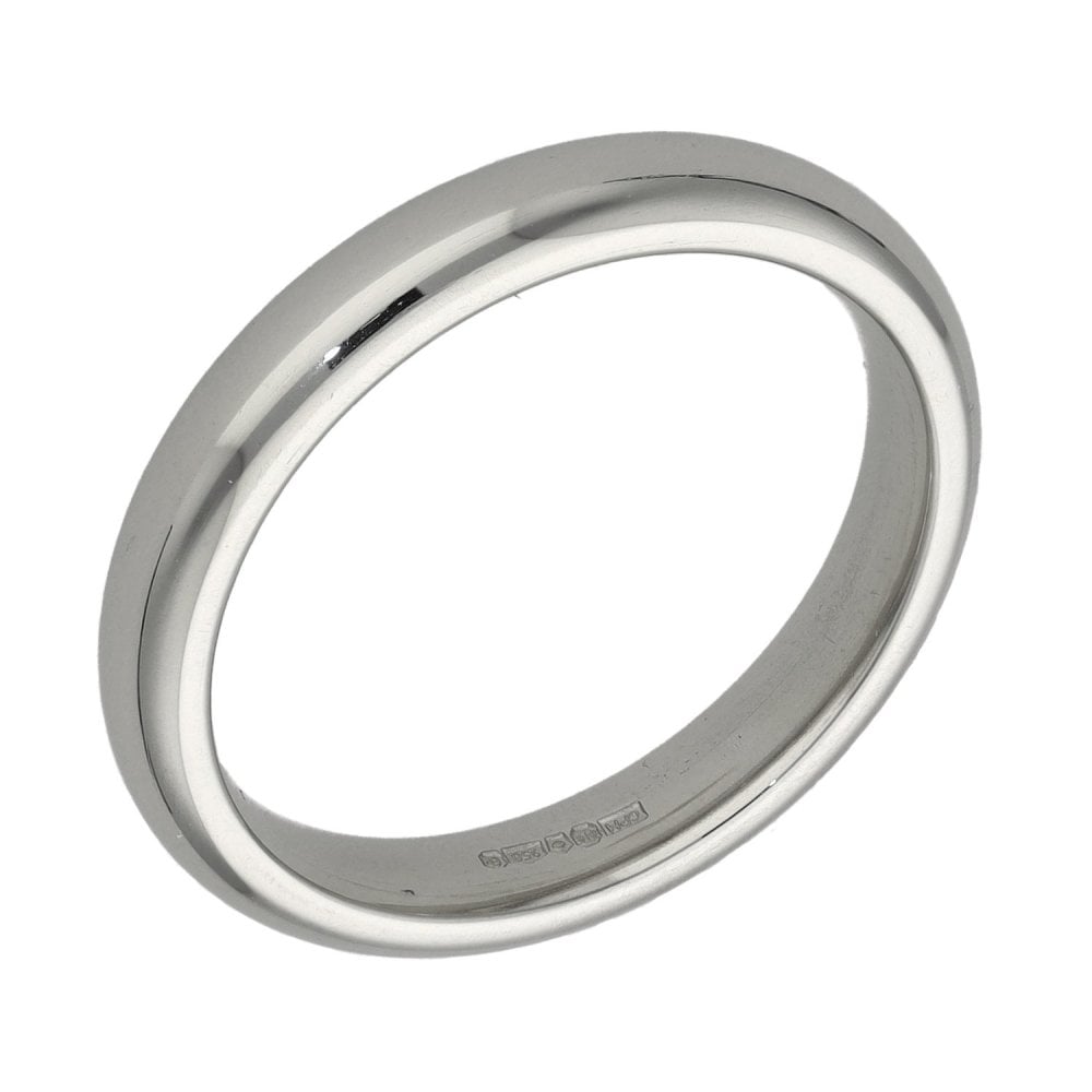 950 Platinum Plain Court Wedding Ring - Size M - 3mm
