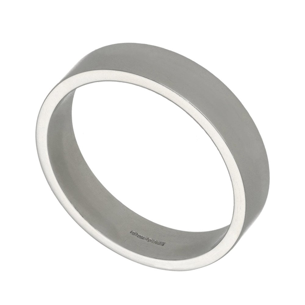 Gents Platinum Heavy Flat Wedding Band - 5mm - Size V½