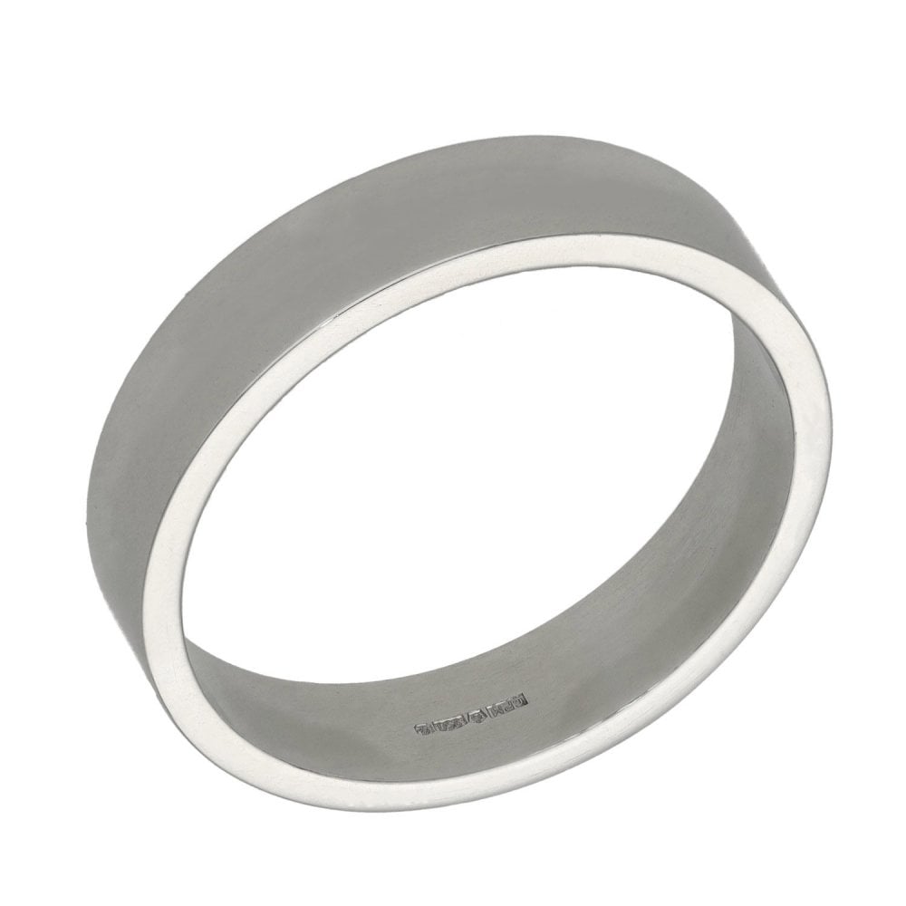 Gents Platinum Heavy Flat Wedding Band - 5mm - Size V½