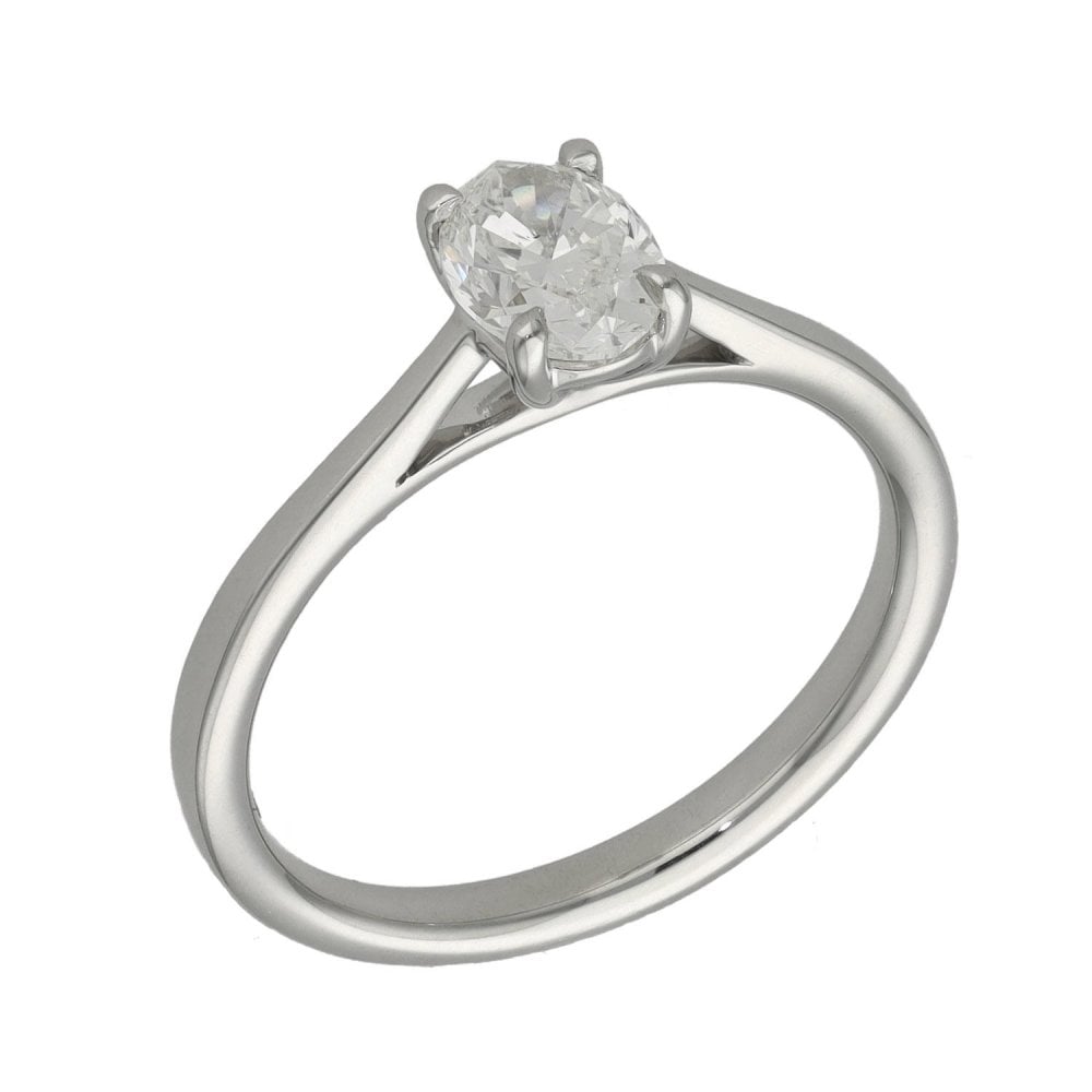 Ladies Platinum Certified 0.70ct Oval Cut Diamond Ring