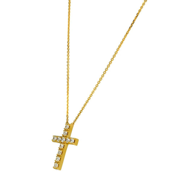 Ladies 18ct Yellow Gold 0.75ct Diamond Cross & Chain