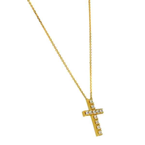 Ladies 18ct Yellow Gold 0.75ct Diamond Cross & Chain