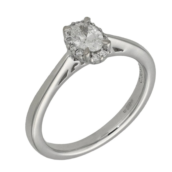 Ladies 18ct White Gold Oval Cut 0.50ct Diamond Ring - Size J