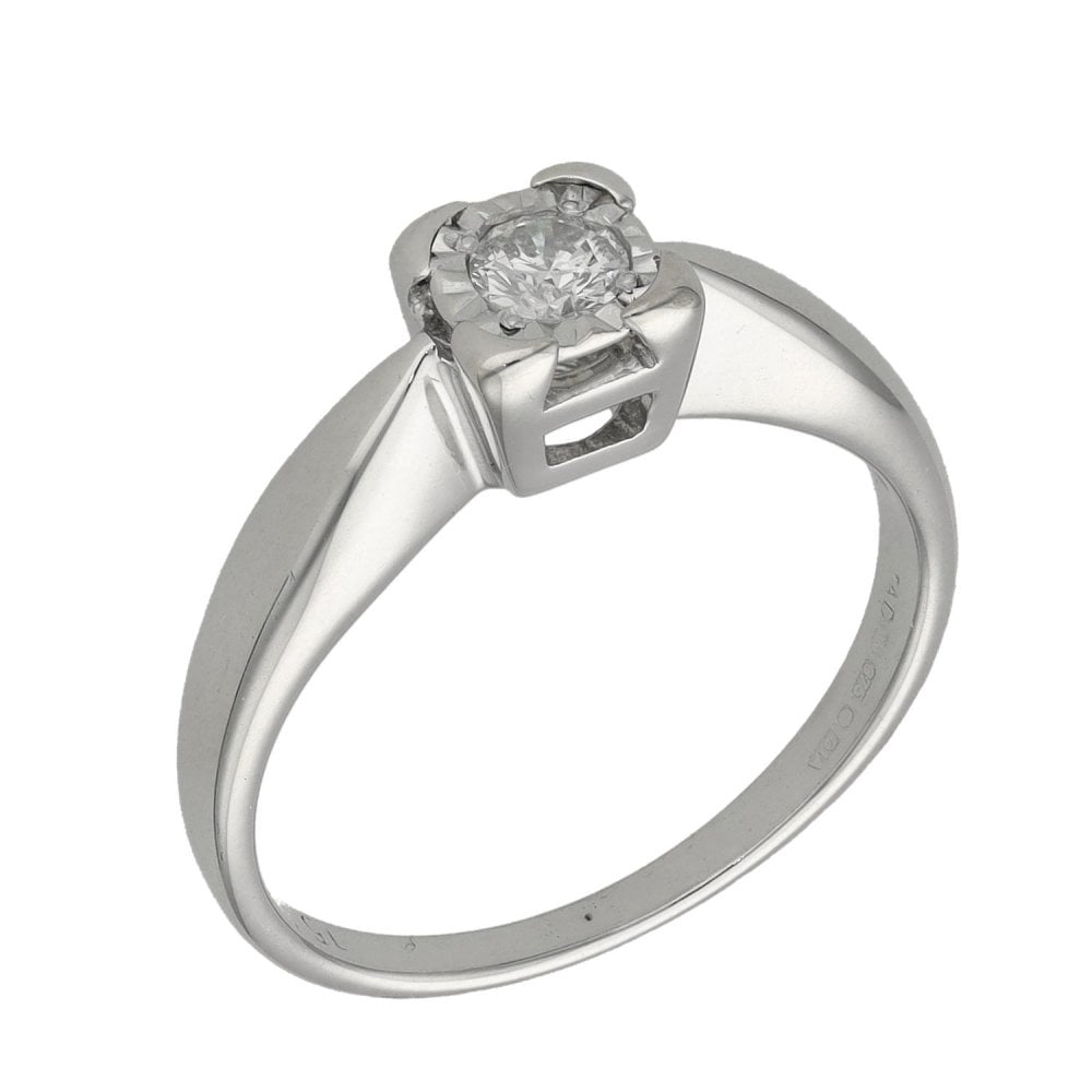 9ct White Gold Diamond Solitaire Engagement Ring - 0.15ct