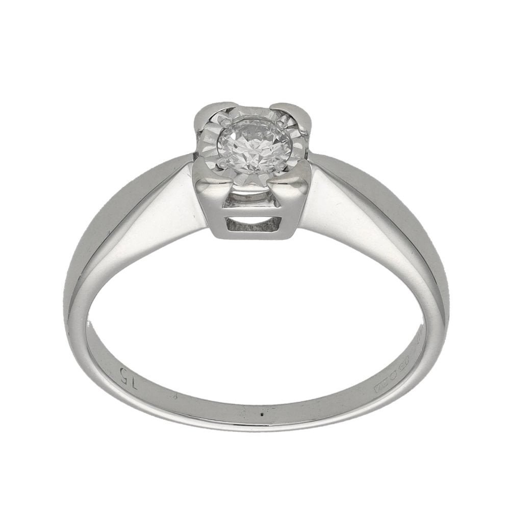 9ct White Gold Diamond Solitaire Engagement Ring - 0.15ct