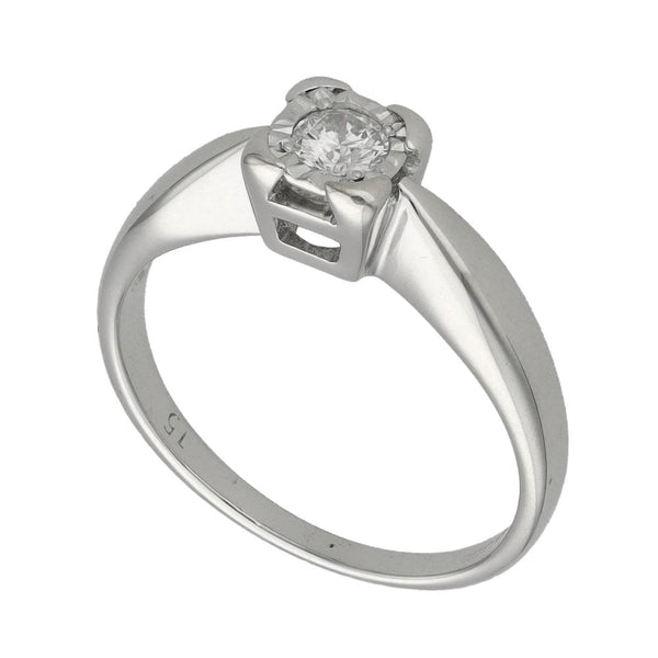 9ct White Gold Diamond Solitaire Engagement Ring - 0.15ct