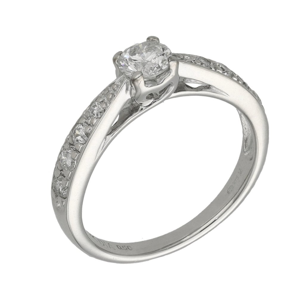 Ladies 9ct White Gold 0.50ct Diamond Engagement Ring - Size I