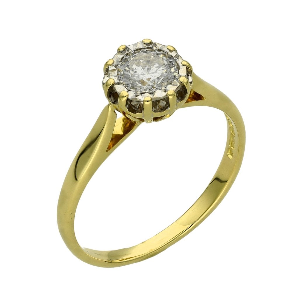Ladies 18ct Yellow Gold Diamond Solitaire Engagement Ring