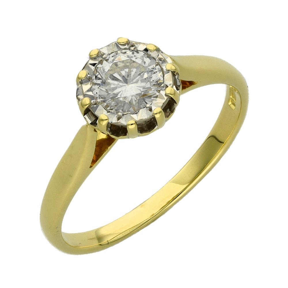 Ladies 18ct Yellow Gold Diamond Solitaire Engagement Ring