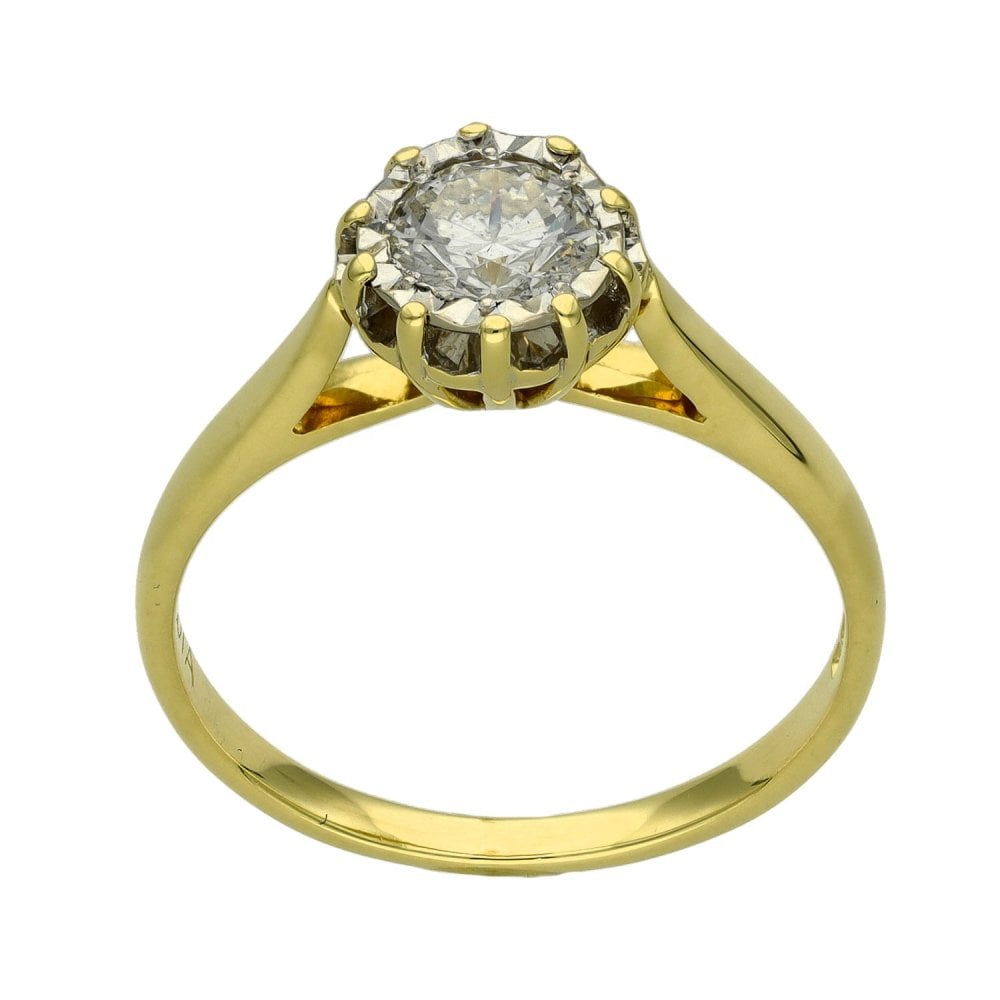 Ladies 18ct Yellow Gold Diamond Solitaire Engagement Ring