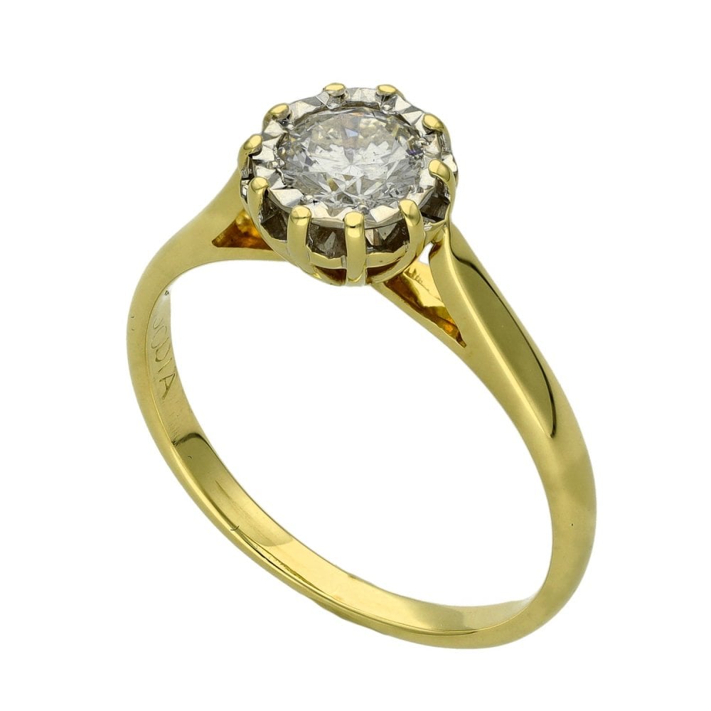 Ladies 18ct Yellow Gold Diamond Solitaire Engagement Ring