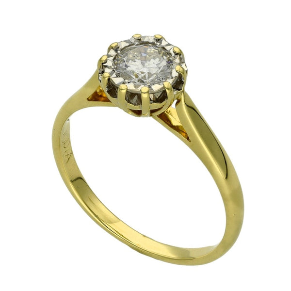 Ladies 18ct Yellow Gold Diamond Solitaire Engagement Ring