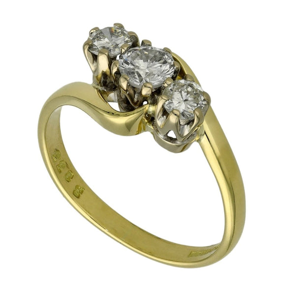 18ct Yellow Gold Trilogy Twist Diamond Ring - Size M