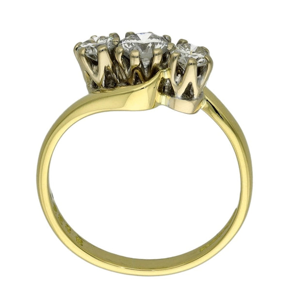 18ct Yellow Gold Trilogy Twist Diamond Ring - Size M