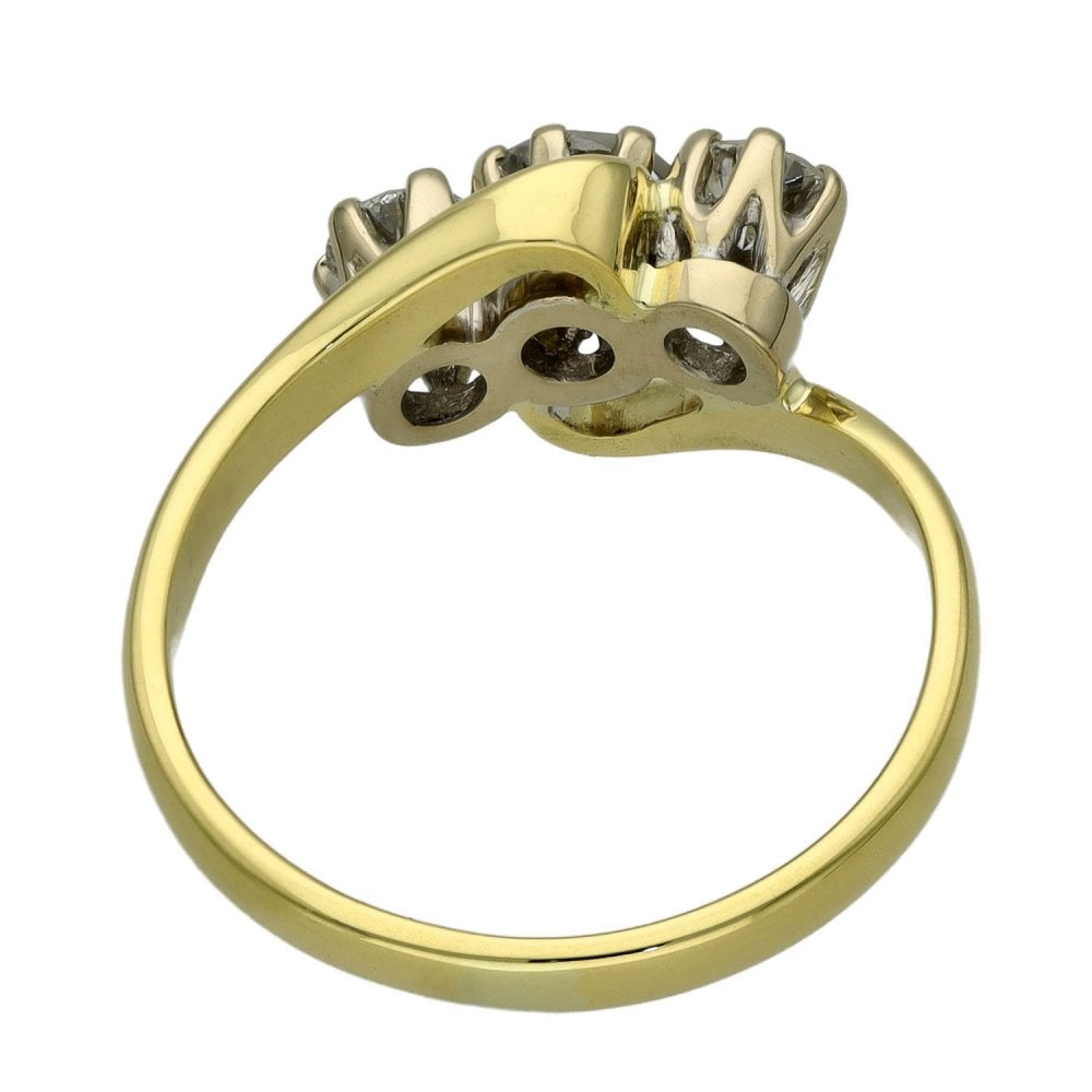18ct Yellow Gold Trilogy Twist Diamond Ring - Size M
