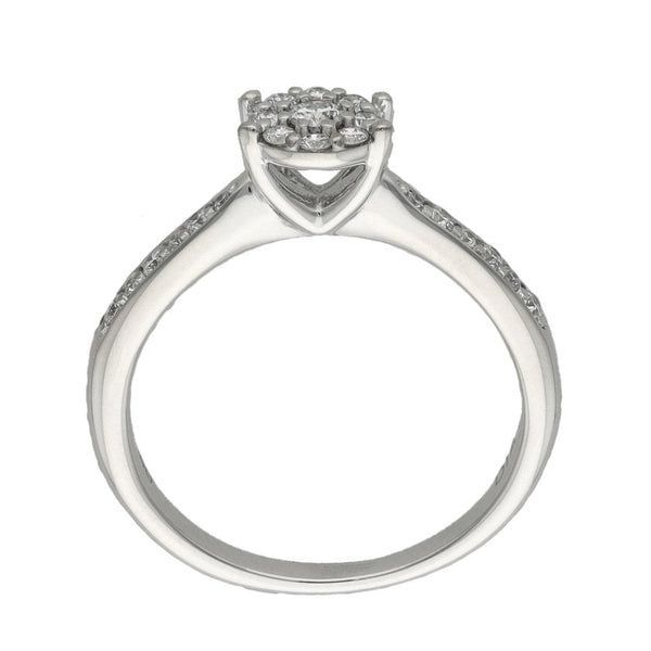 Ladies 9ct White Gold Diamond Cluster Ring - Size I