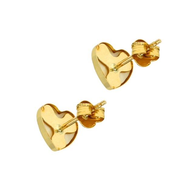 9ct Yellow Gold Mother of Pearl Heart Earrings