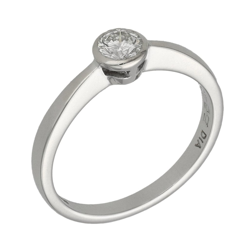 Ladies 18ct White Gold Diamond Solitaire Engagement Ring - 0.25c
