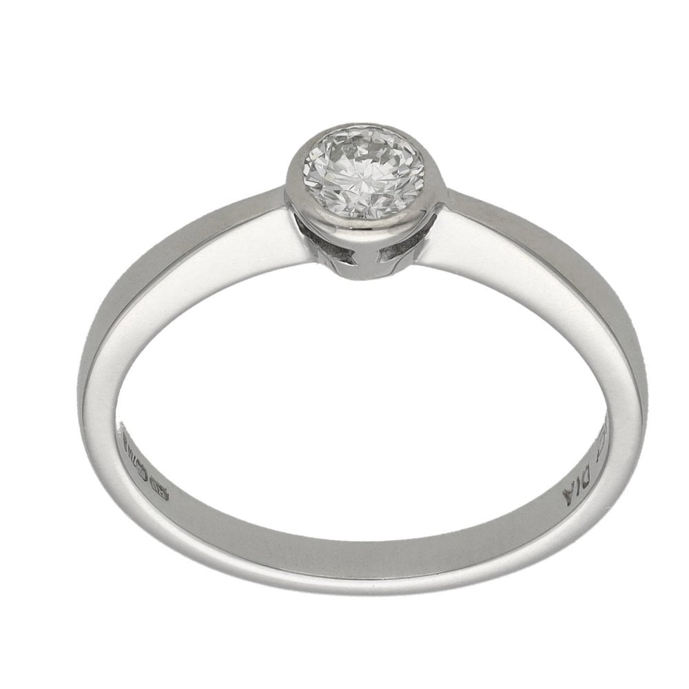 Ladies 18ct White Gold Diamond Solitaire Engagement Ring - 0.25c