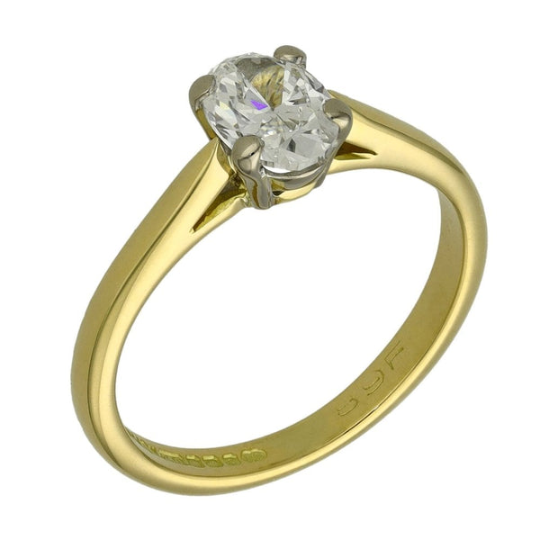 Ladies 18ct Yellow Gold Oval Cut Diamond Engagement Ring